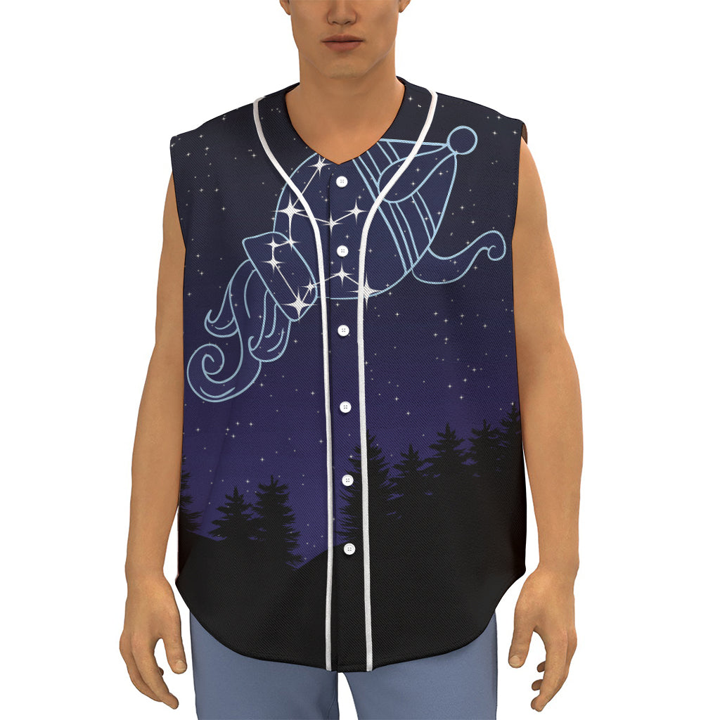 Aquarius Constellation Print Sleeveless Baseball Jersey