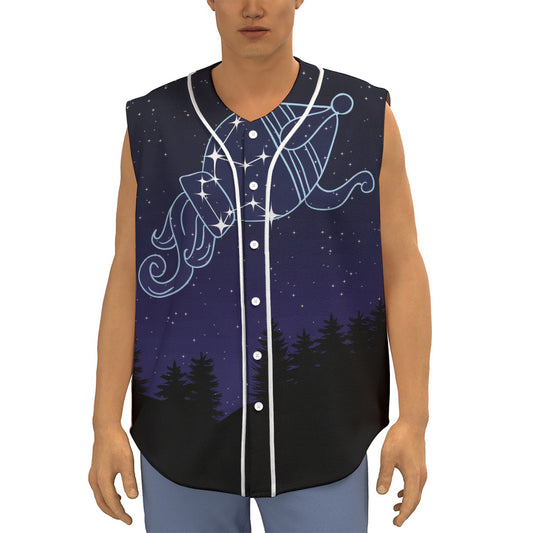 Aquarius Constellation Print Sleeveless Baseball Jersey