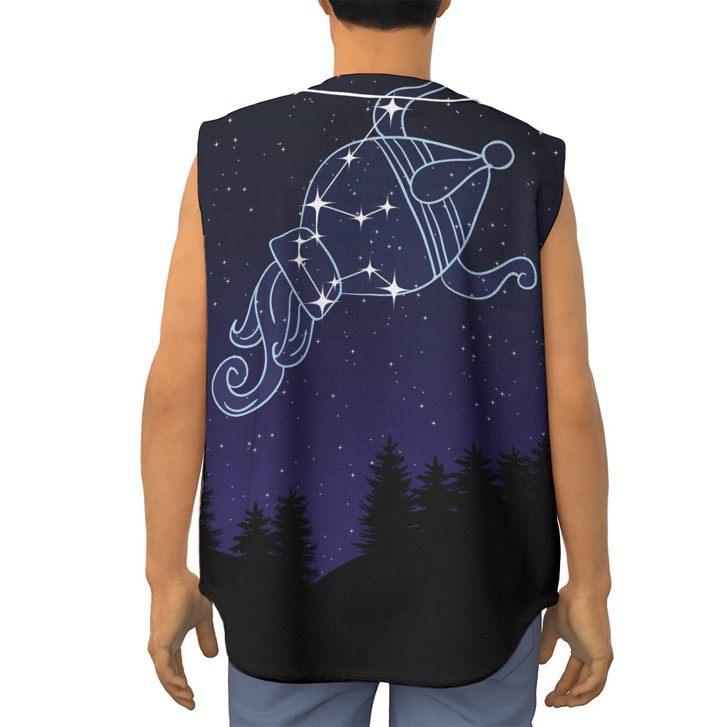 Aquarius Constellation Print Sleeveless Baseball Jersey