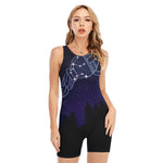Aquarius Constellation Print Sleeveless One Piece Swimsuit