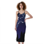 Aquarius Constellation Print Slim Fit Midi Cami Dress