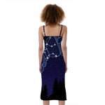 Aquarius Constellation Print Slim Fit Midi Cami Dress