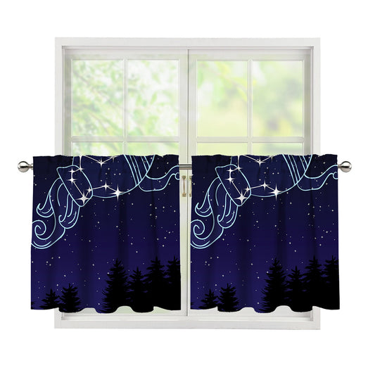 Aquarius Constellation Print Tier Curtains