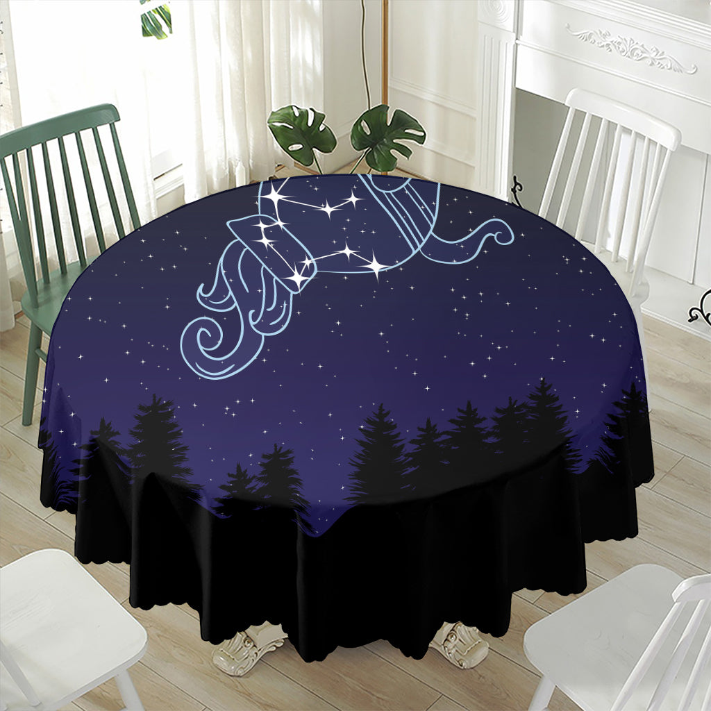 Aquarius Constellation Print Waterproof Round Tablecloth