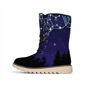 Aquarius Constellation Print Winter Boots