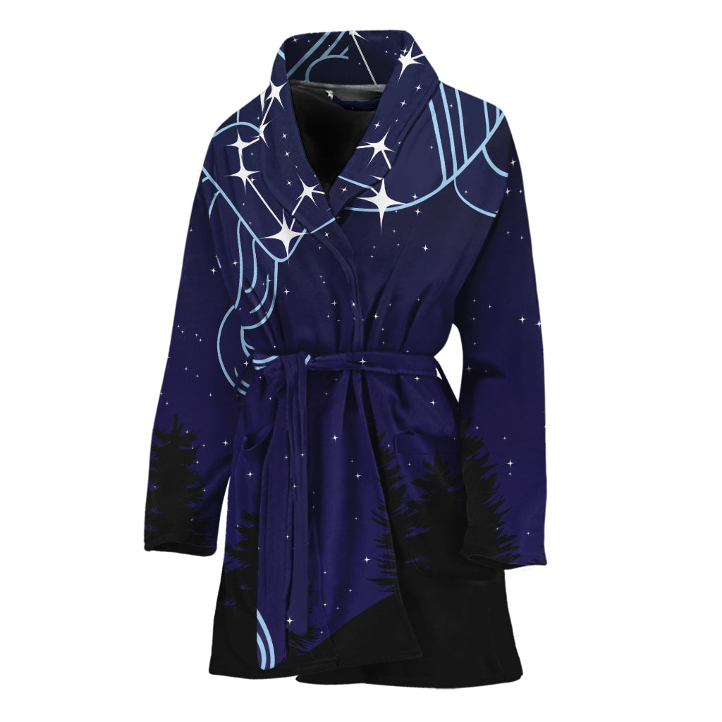 Aquarius Constellation Print Women's Bathrobe