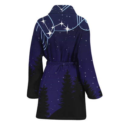 Aquarius Constellation Print Women's Bathrobe