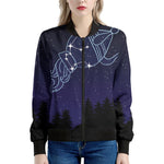 Aquarius Constellation Print Women's Bomber Jacket
