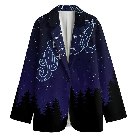 Aquarius Constellation Print Women's Cotton Blazer