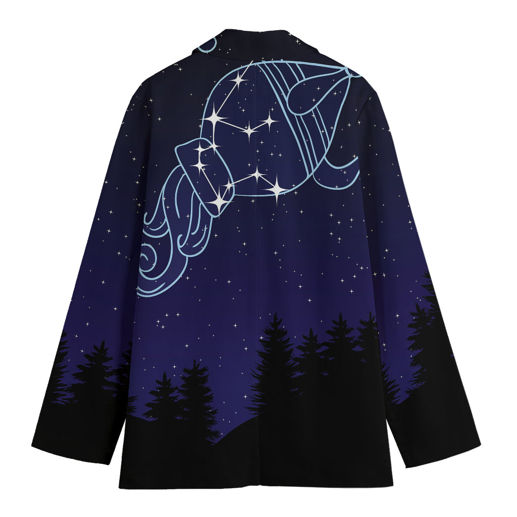 Aquarius Constellation Print Women's Cotton Blazer