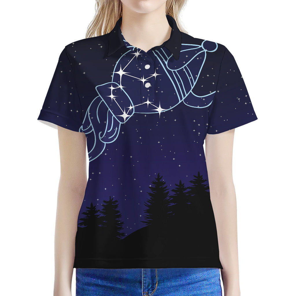 Aquarius Constellation Print Women's Polo Shirt