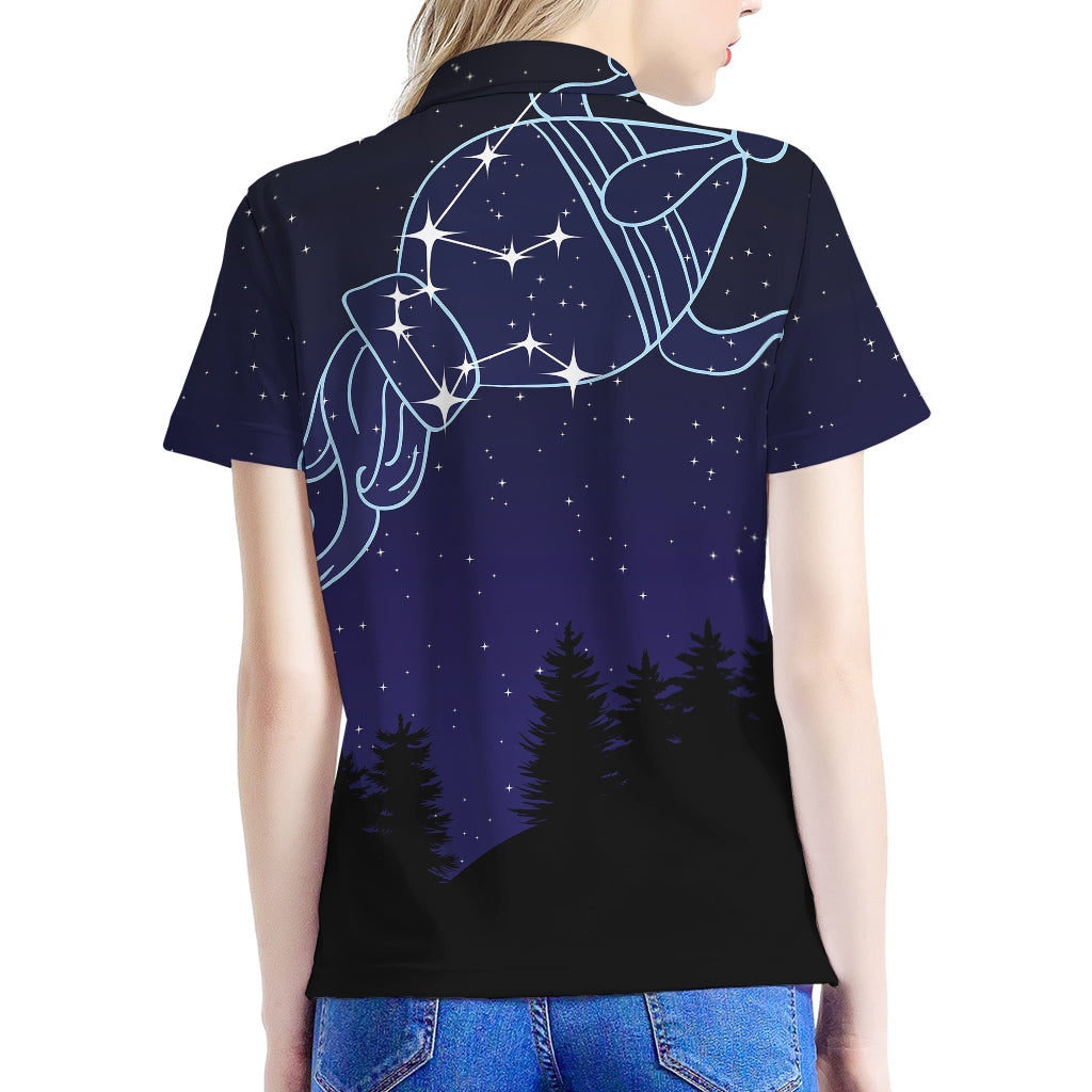 Aquarius Constellation Print Women's Polo Shirt