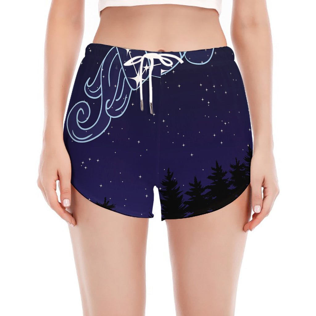 Aquarius Constellation Print Women's Split Running Shorts