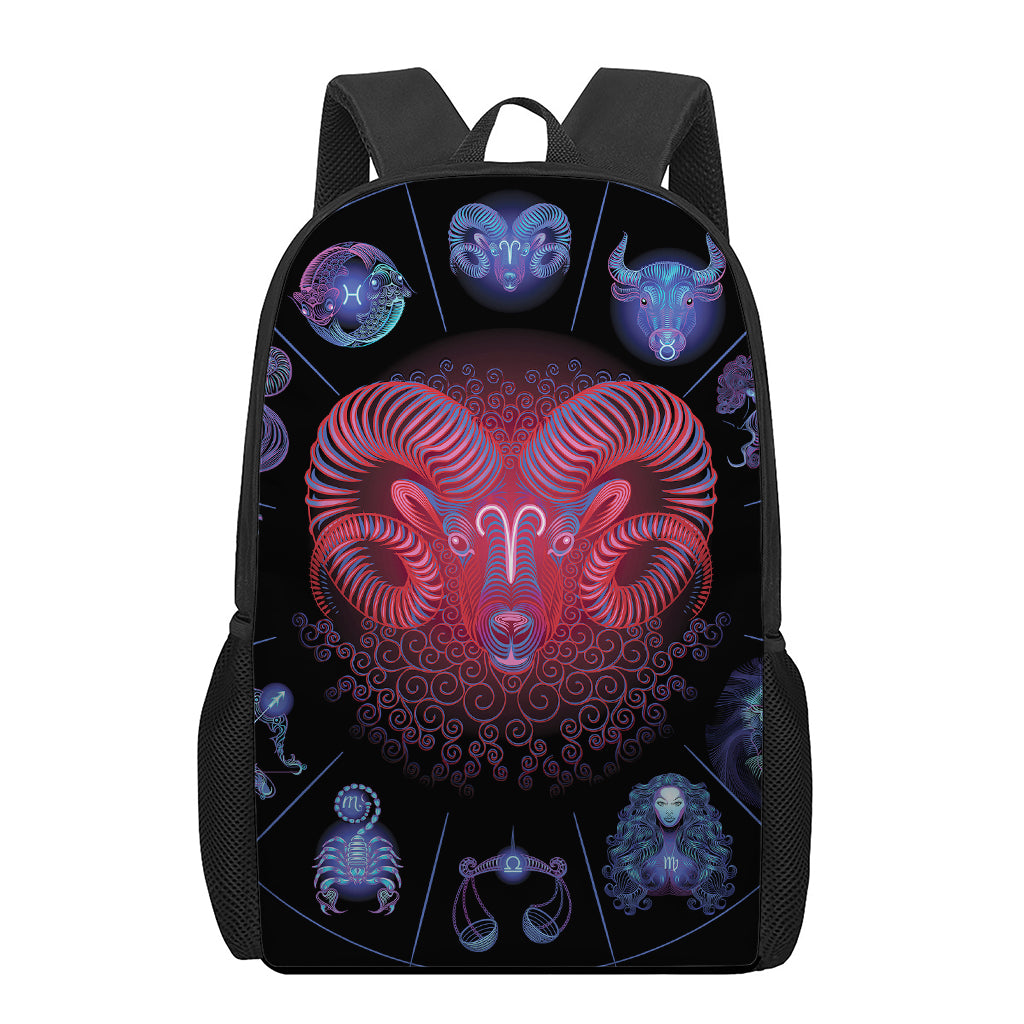 Aries And Astrological Signs Print 17 Inch Backpack