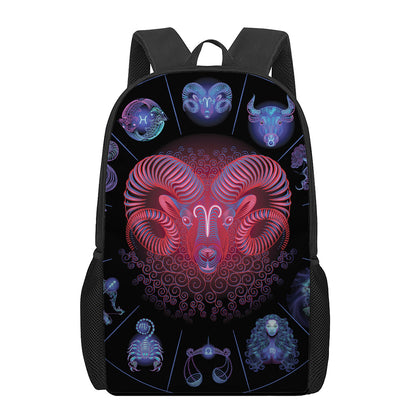 Aries And Astrological Signs Print 17 Inch Backpack