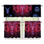 Aries And Astrological Signs Print 3 Piece Kitchen Curtains