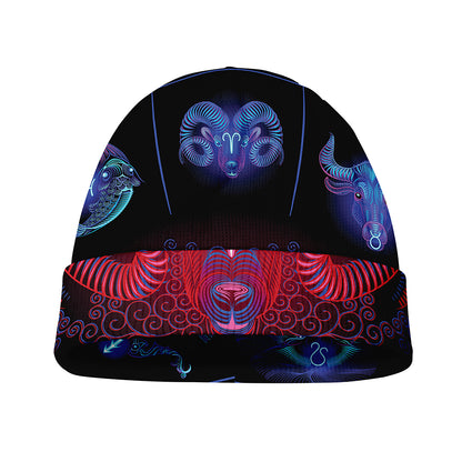 Aries And Astrological Signs Print Beanie