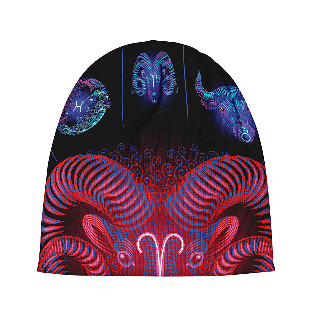 Aries And Astrological Signs Print Beanie