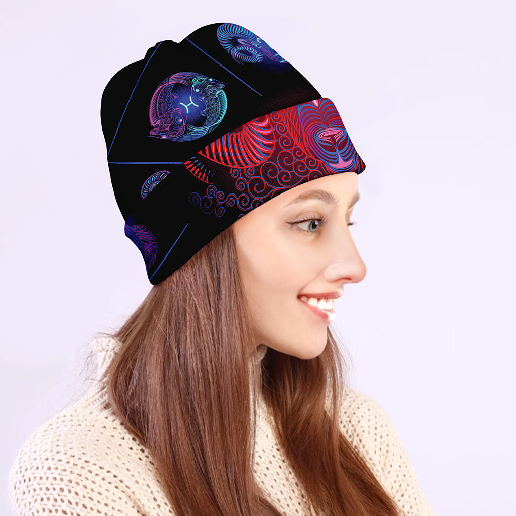 Aries And Astrological Signs Print Beanie