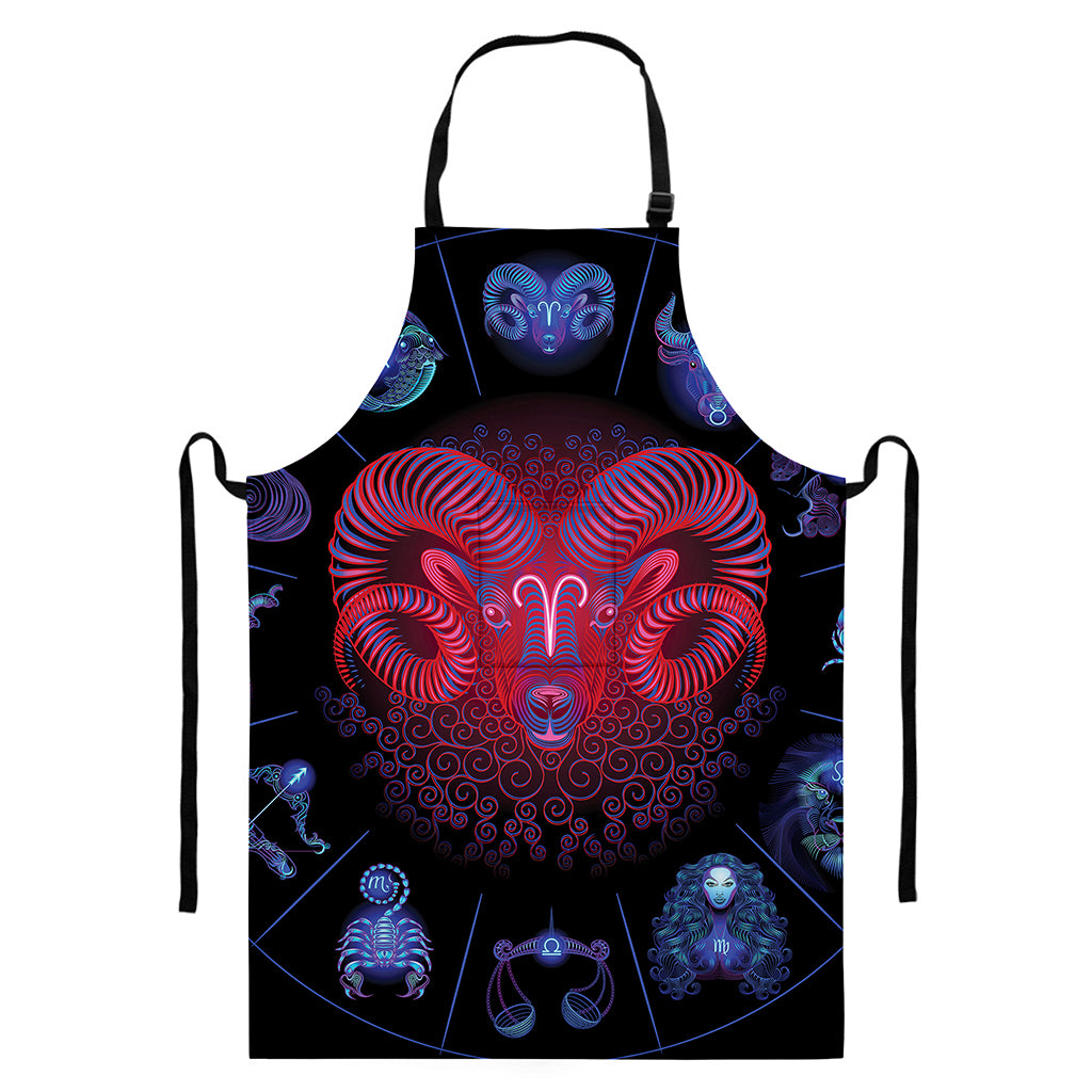 Aries And Astrological Signs Print Bib Apron With Pocket