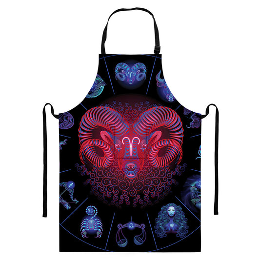 Aries And Astrological Signs Print Bib Apron With Pocket
