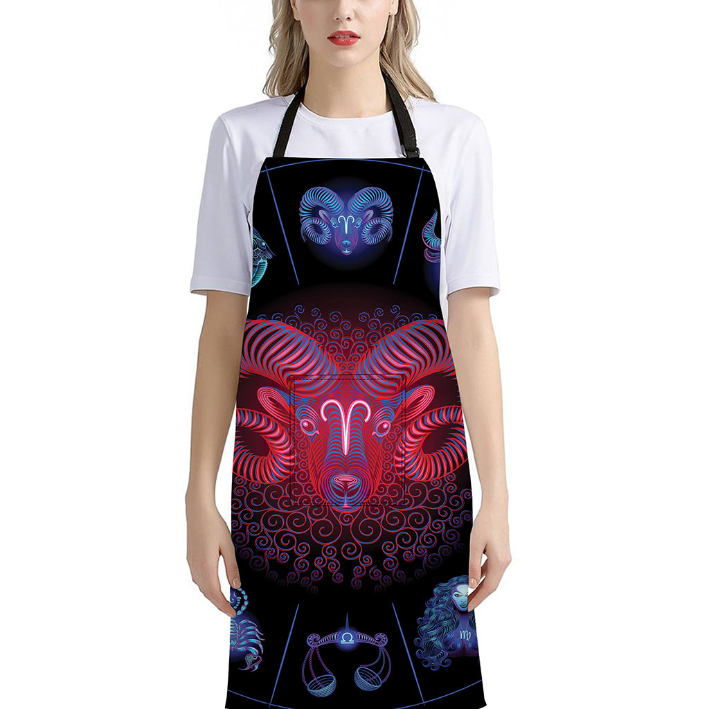 Aries And Astrological Signs Print Bib Apron With Pocket