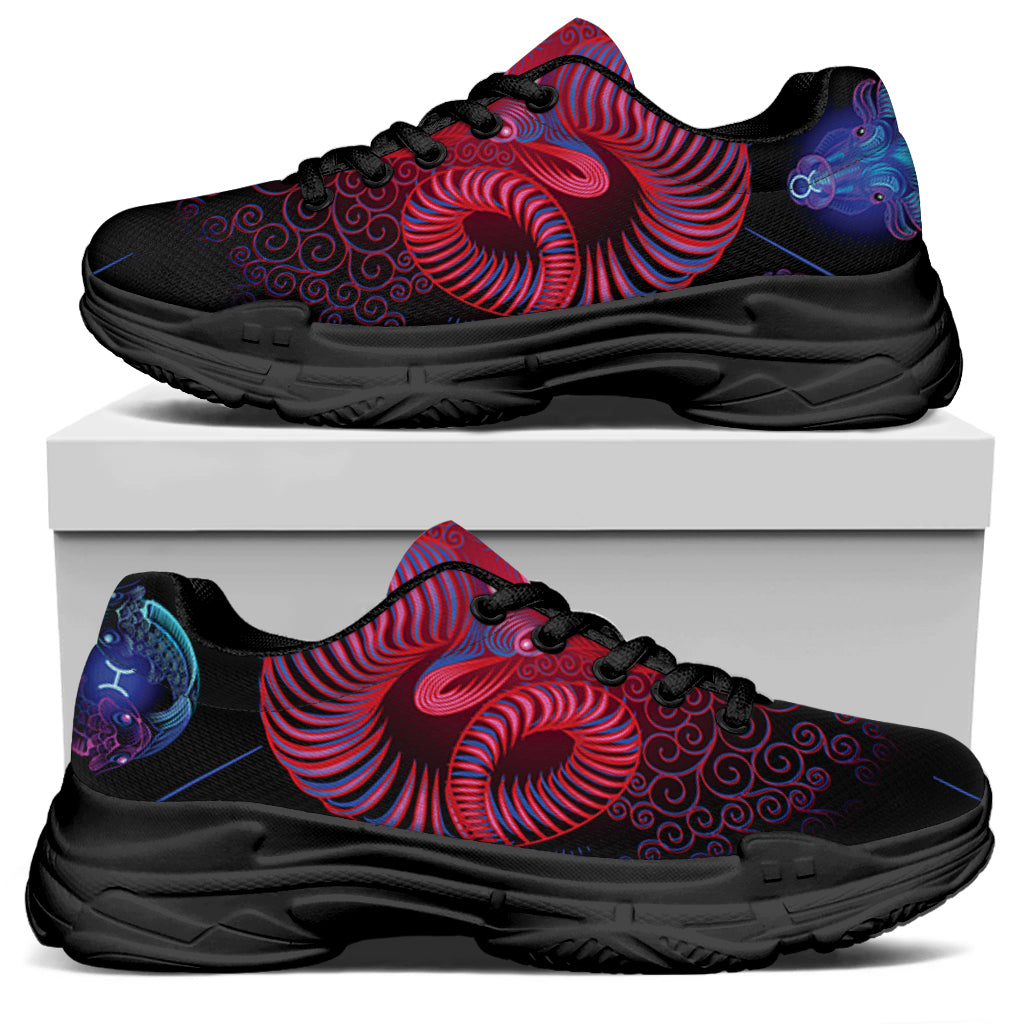 Aries And Astrological Signs Print Black Chunky Shoes