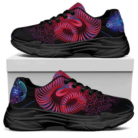 Aries And Astrological Signs Print Black Chunky Shoes