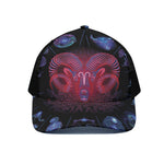 Aries And Astrological Signs Print Black Mesh Trucker Cap
