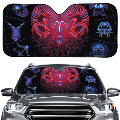 Aries And Astrological Signs Print Car Windshield Sun Shade