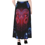 Aries And Astrological Signs Print Chiffon Maxi Skirt
