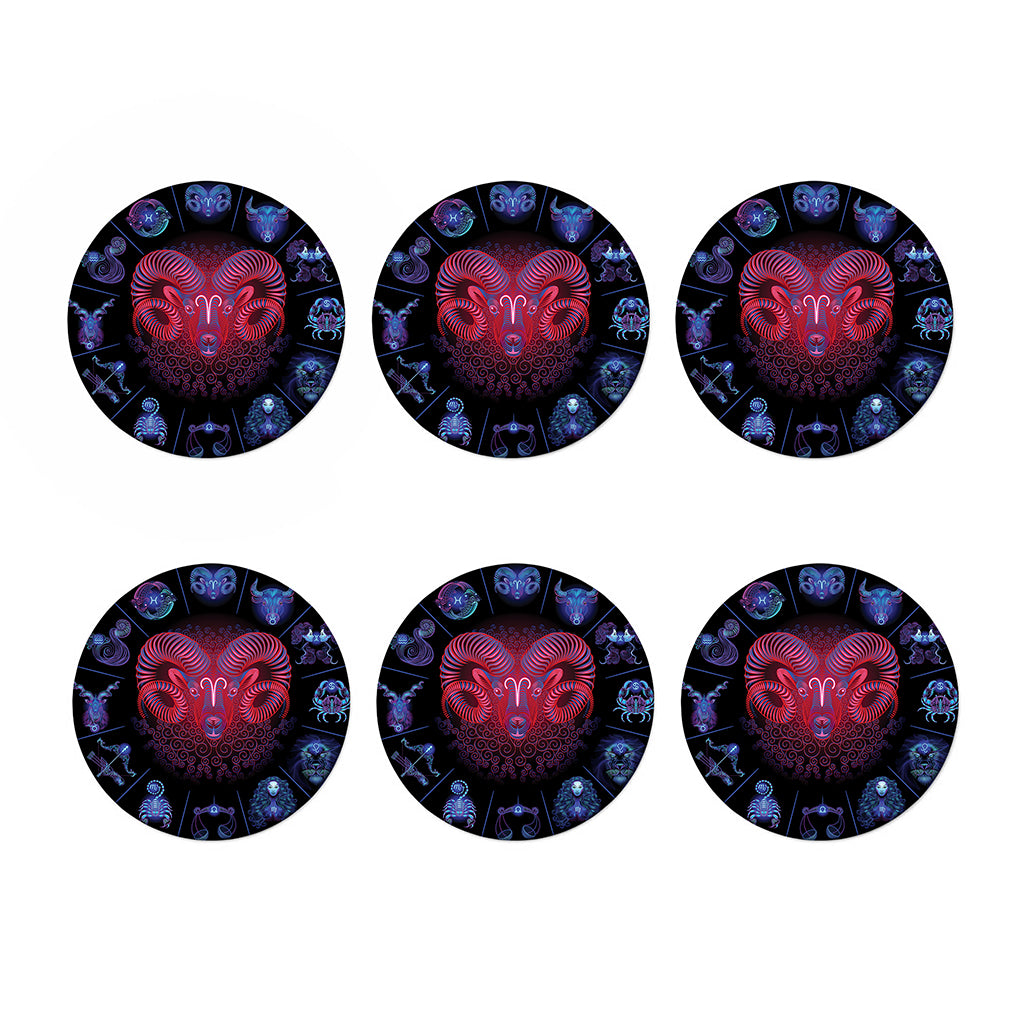 Aries And Astrological Signs Print Coaster Set