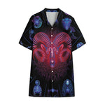 Aries And Astrological Signs Print Cotton Hawaiian Shirt