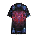 Aries And Astrological Signs Print Cotton Hawaiian Shirt