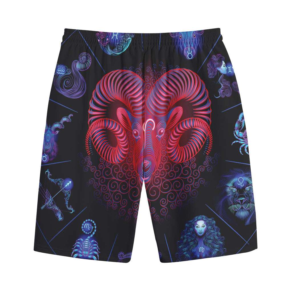 Aries And Astrological Signs Print Cotton Shorts