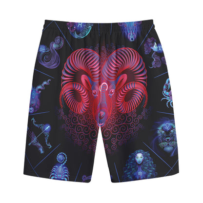 Aries And Astrological Signs Print Cotton Shorts