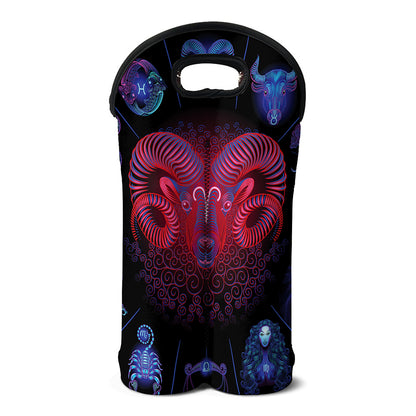 Aries And Astrological Signs Print Double Neoprene Wine Tote