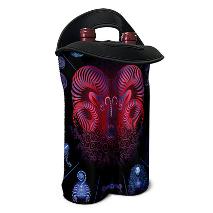 Aries And Astrological Signs Print Double Neoprene Wine Tote