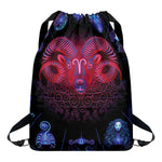 Aries And Astrological Signs Print Drawstring Backpack
