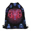 Aries And Astrological Signs Print Drawstring Bag