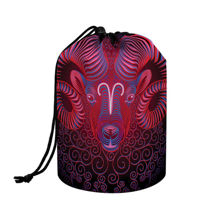 Aries And Astrological Signs Print Drawstring Makeup Bag