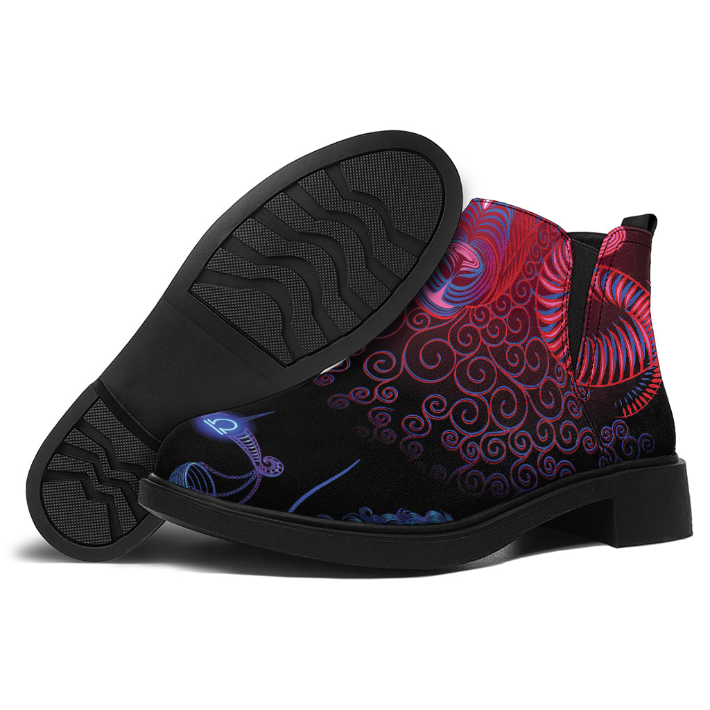 Aries And Astrological Signs Print Flat Ankle Boots
