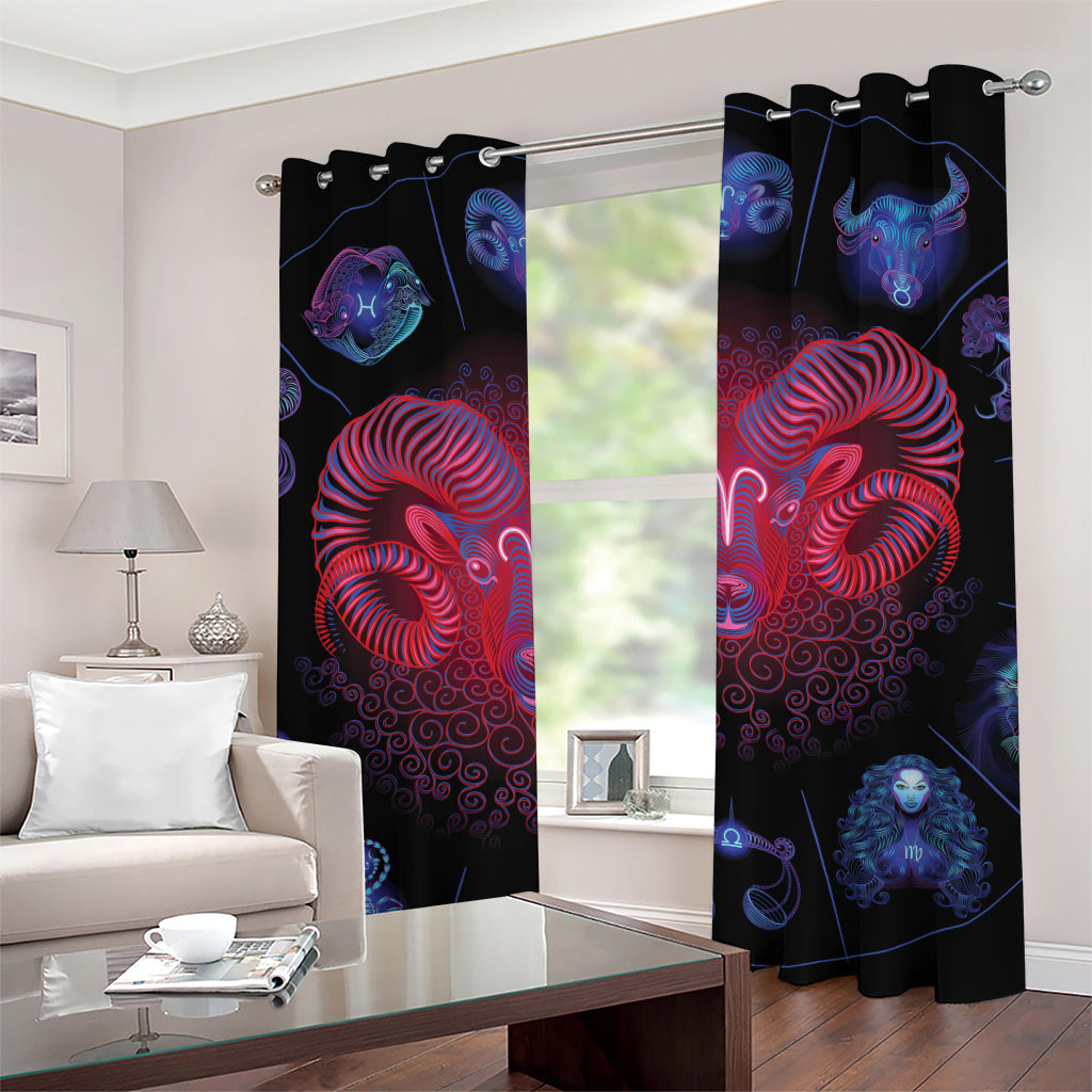 Aries And Astrological Signs Print Grommet Curtains