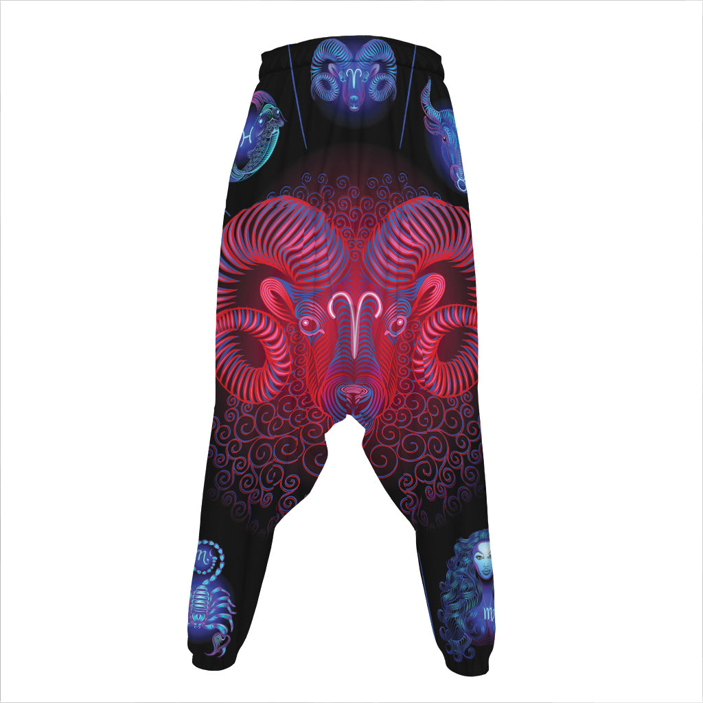 Aries And Astrological Signs Print Hammer Pants