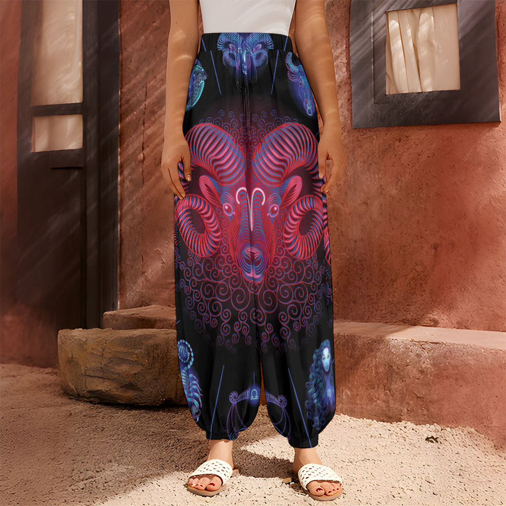 Aries And Astrological Signs Print Harem Pants