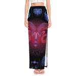 Aries And Astrological Signs Print High Slit Maxi Skirt