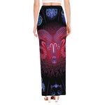 Aries And Astrological Signs Print High Slit Maxi Skirt