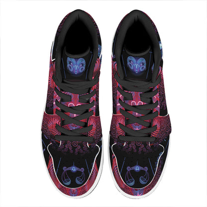 Aries And Astrological Signs Print High Top Leather Sneakers