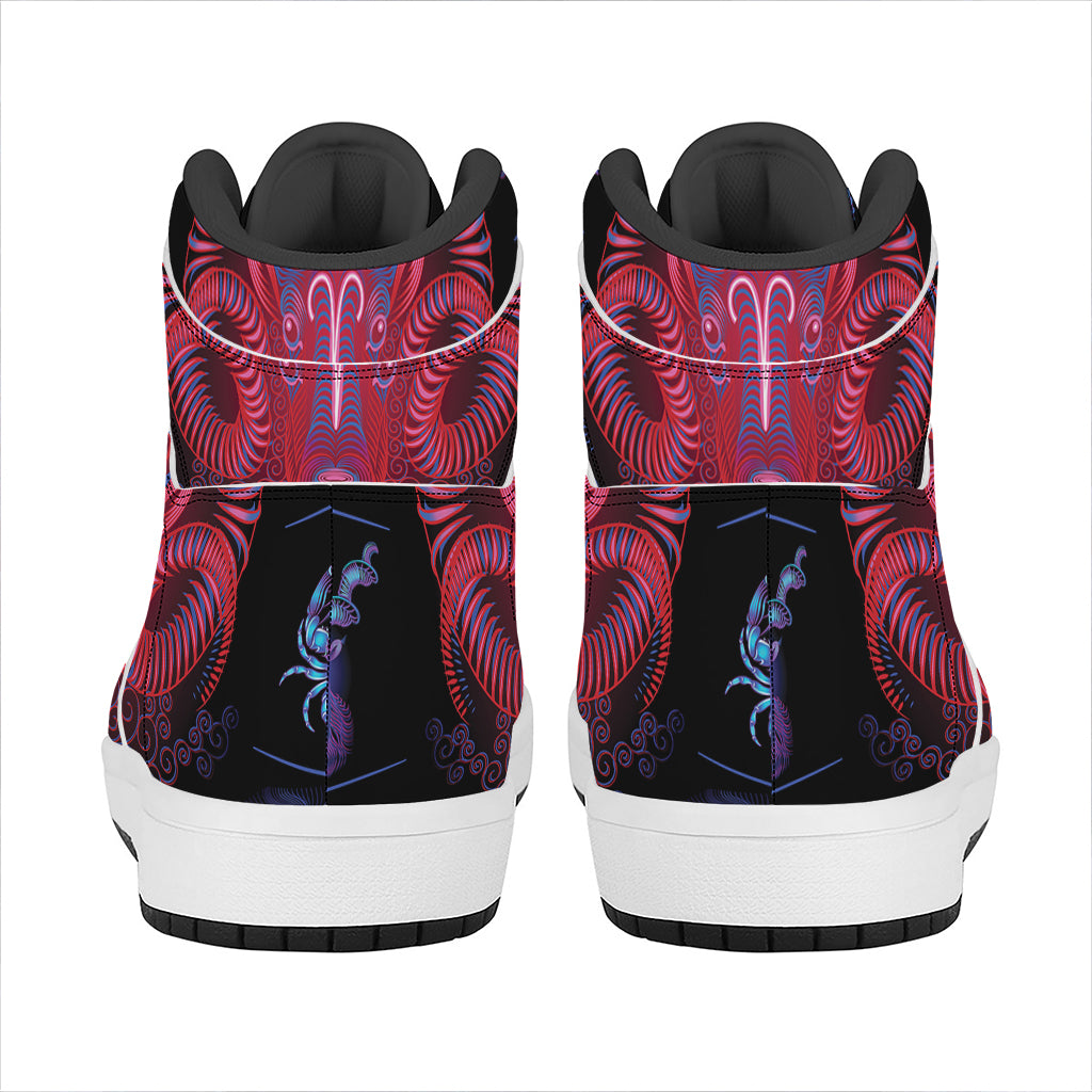 Aries And Astrological Signs Print High Top Leather Sneakers