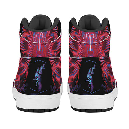 Aries And Astrological Signs Print High Top Leather Sneakers